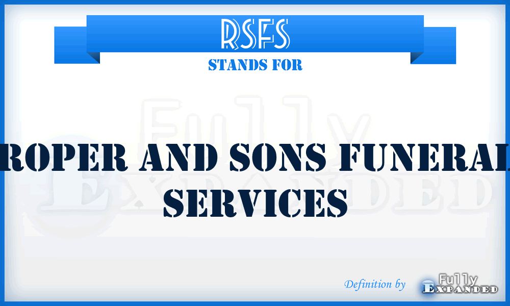 RSFS - Roper and Sons Funeral Services