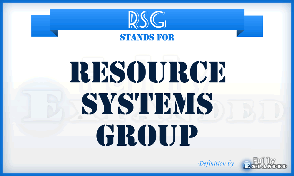 RSG - Resource Systems Group