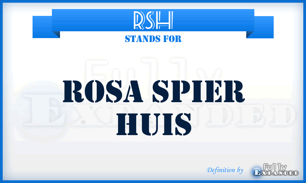 RSH - Rosa Spier Huis