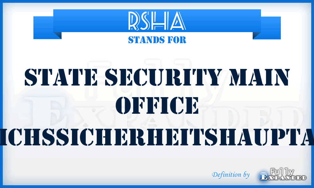 RSHA - State Security Main Office (Reichssicherheitshauptamt)