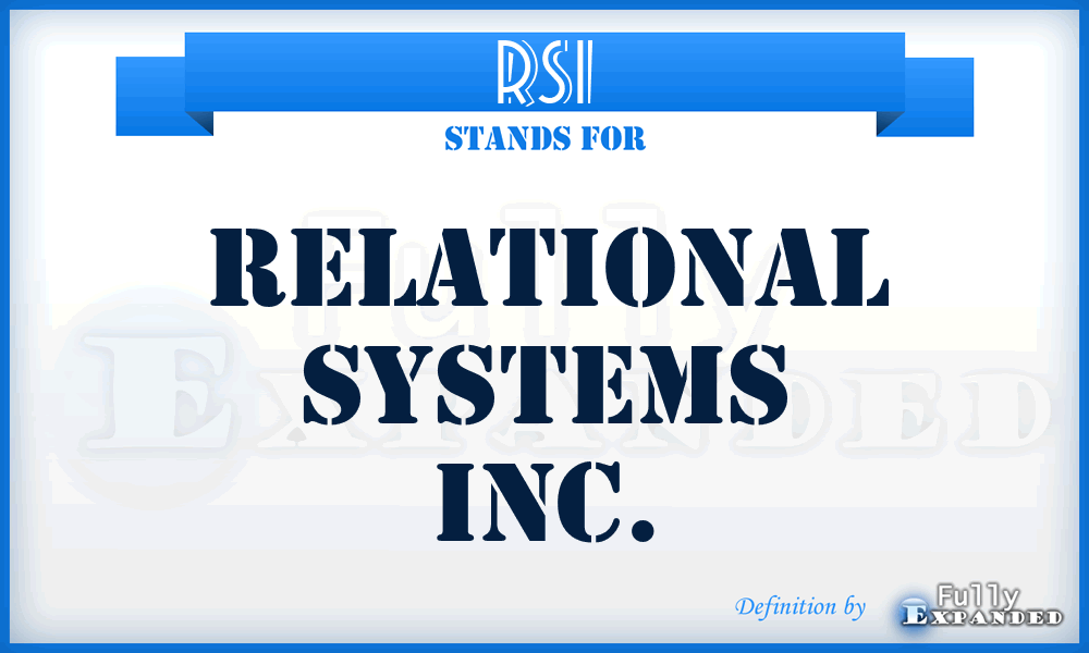 RSI - Relational Systems Inc.