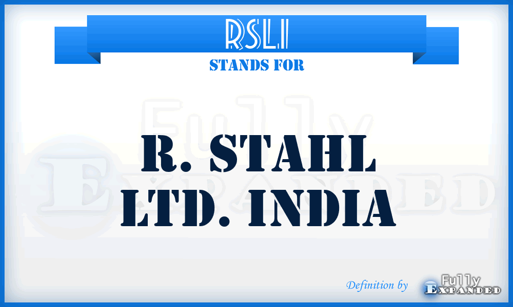 RSLI - R. Stahl Ltd. India