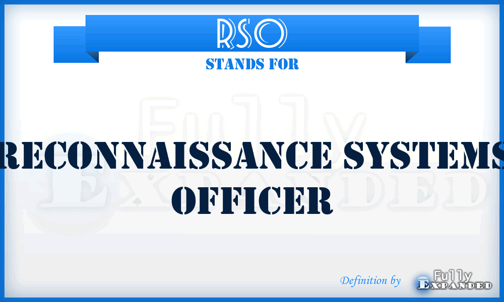 RSO - Reconnaissance Systems Officer