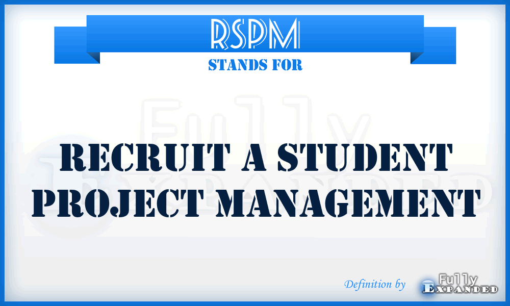 RSPM - Recruit a Student Project Management