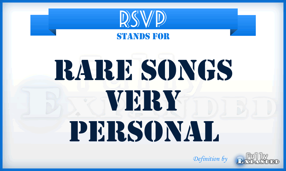 RSVP - Rare Songs Very Personal