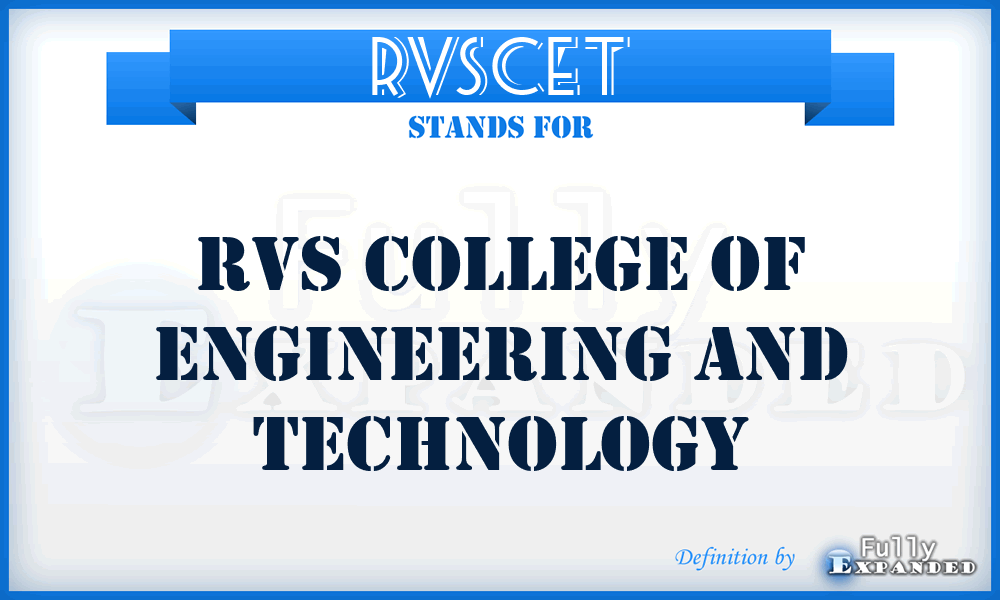 RVSCET - RVS College of Engineering and Technology