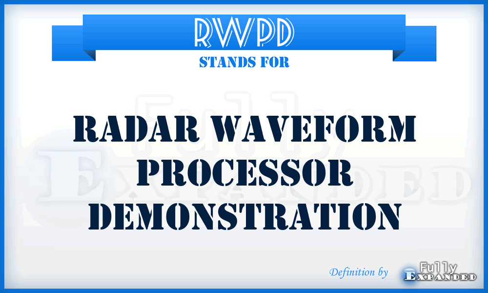RWPD - Radar Waveform Processor Demonstration