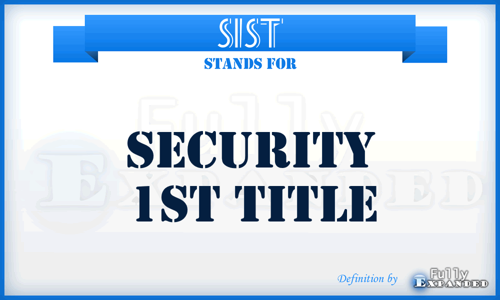 S1ST - Security 1St Title