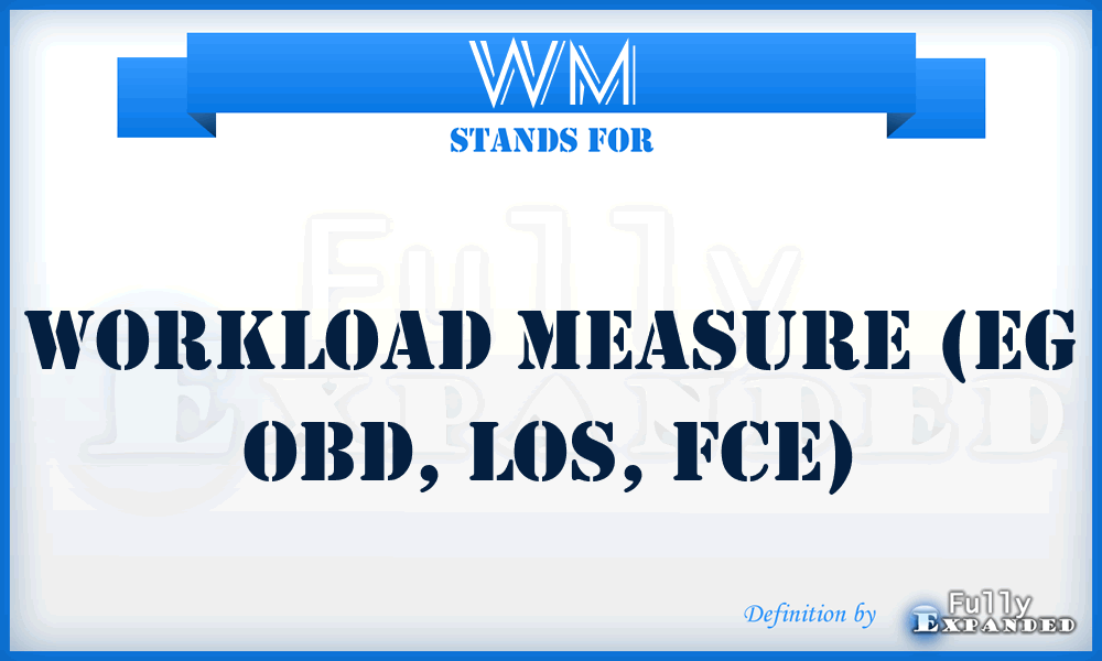 WM - Workload Measure (eg OBD, LOS, FCE)