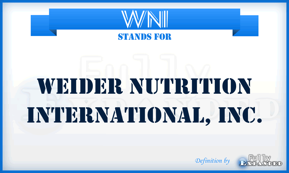 WNI - Weider Nutrition International, Inc.