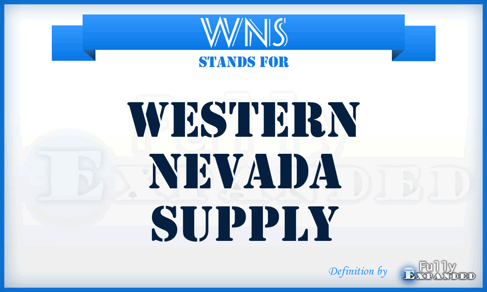 WNS - Western Nevada Supply