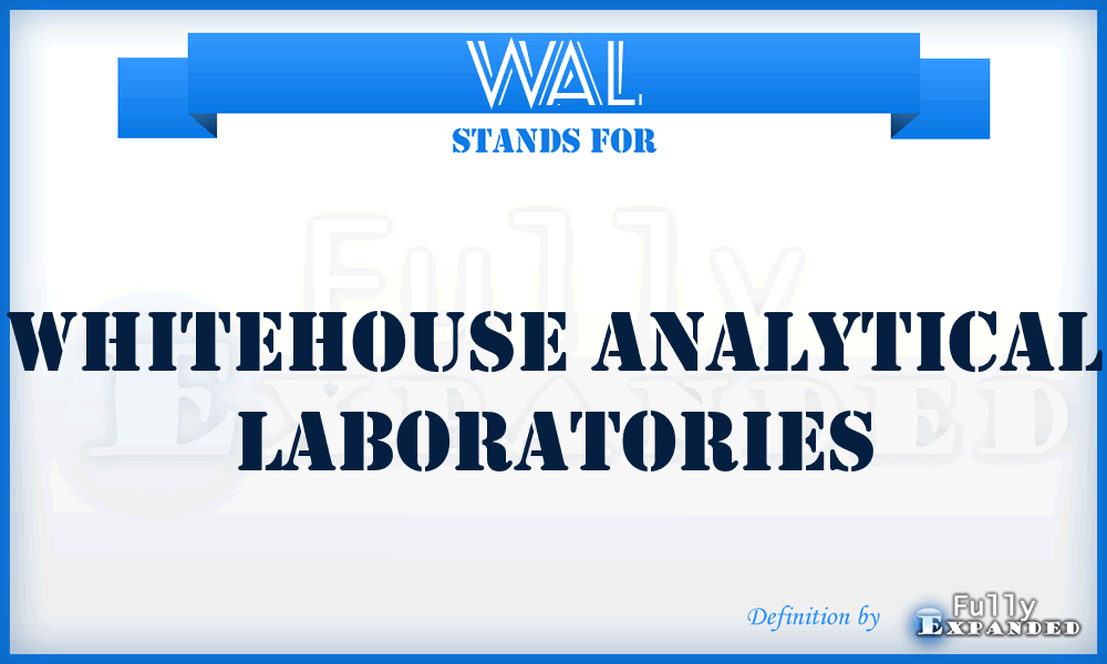 WAL - Whitehouse Analytical Laboratories