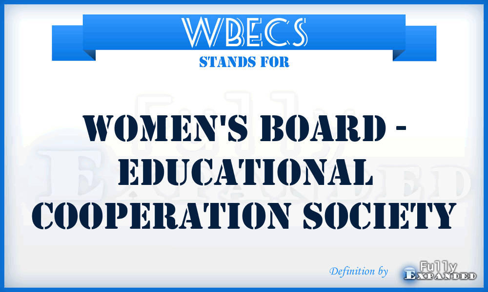 WBECS - Women's Board - Educational Cooperation Society