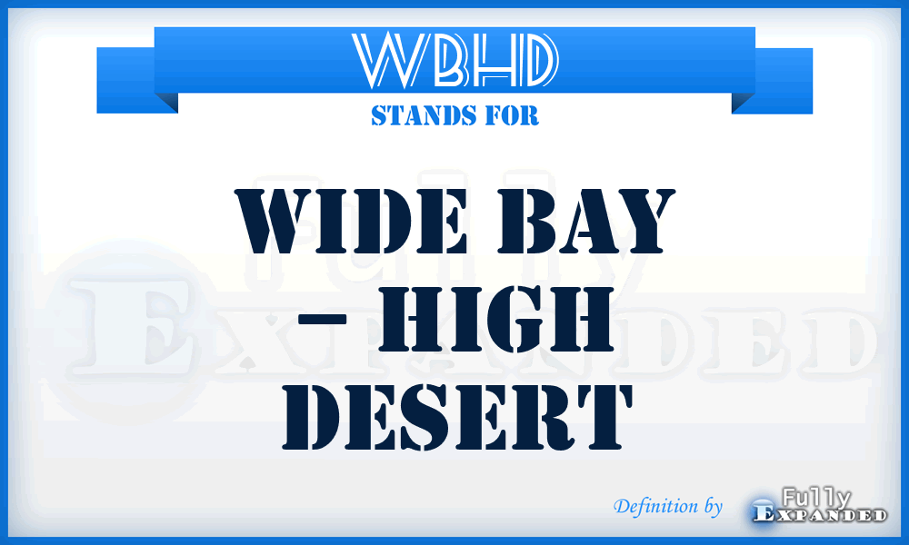 WBHD - Wide Bay – High Desert