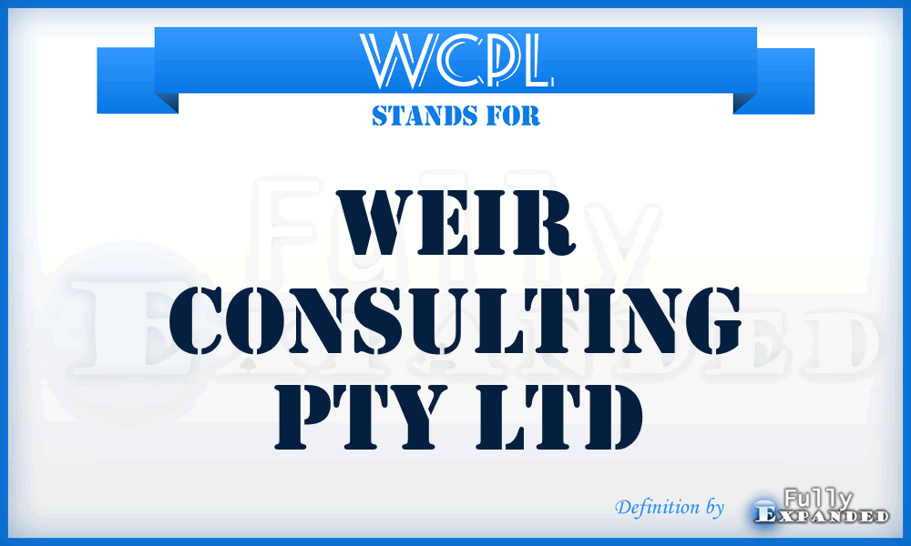 WCPL - Weir Consulting Pty Ltd