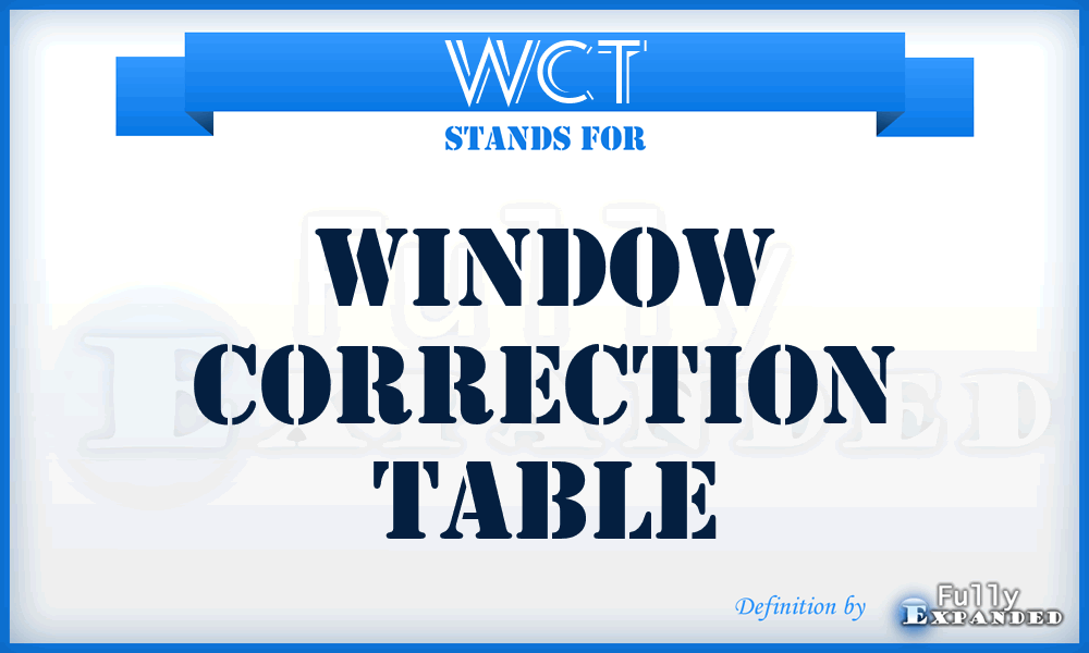 WCT - Window Correction Table