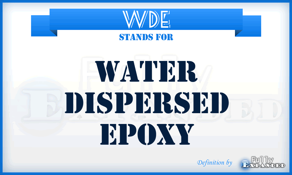 WDE - Water Dispersed Epoxy