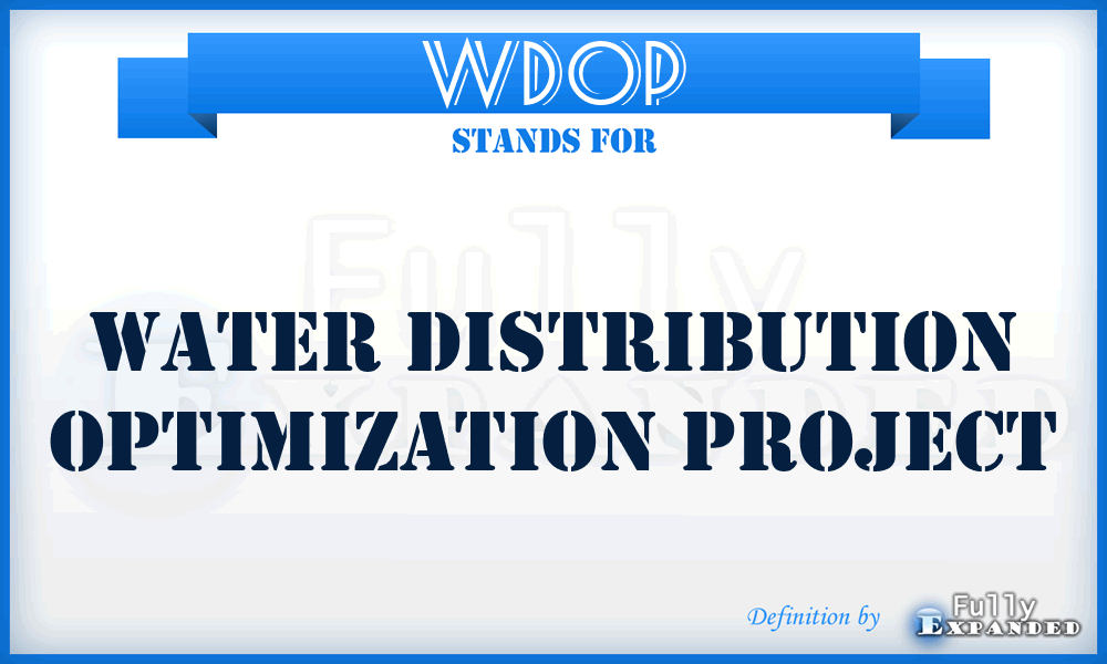 WDOP - Water Distribution Optimization Project