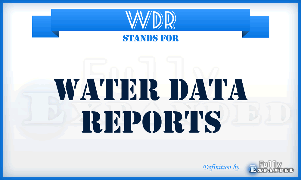 WDR - Water Data Reports