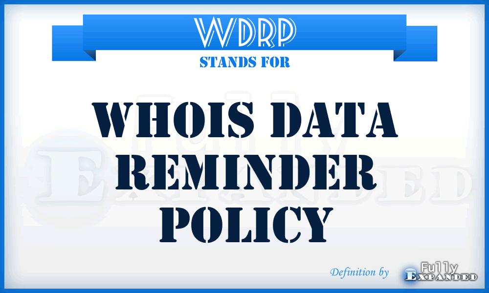 WDRP - Whois Data Reminder Policy
