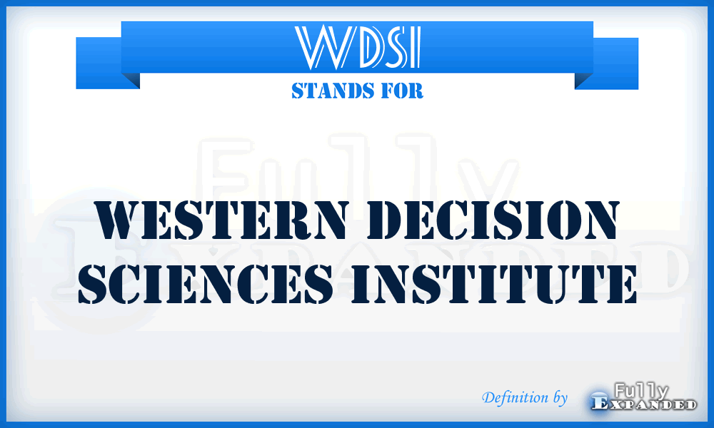 WDSI - Western Decision Sciences Institute