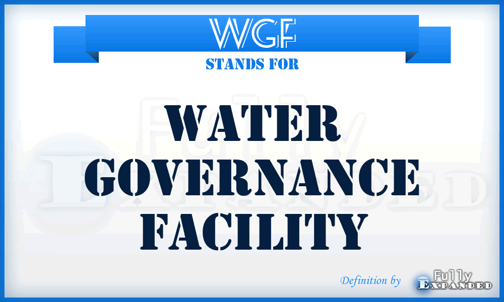 WGF - Water Governance Facility