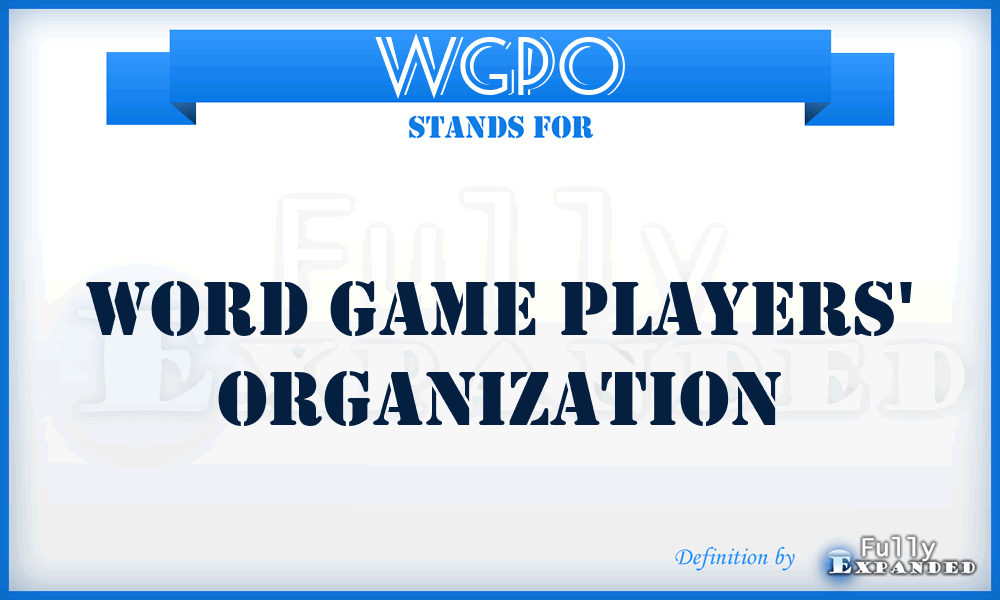 WGPO - Word Game Players' Organization