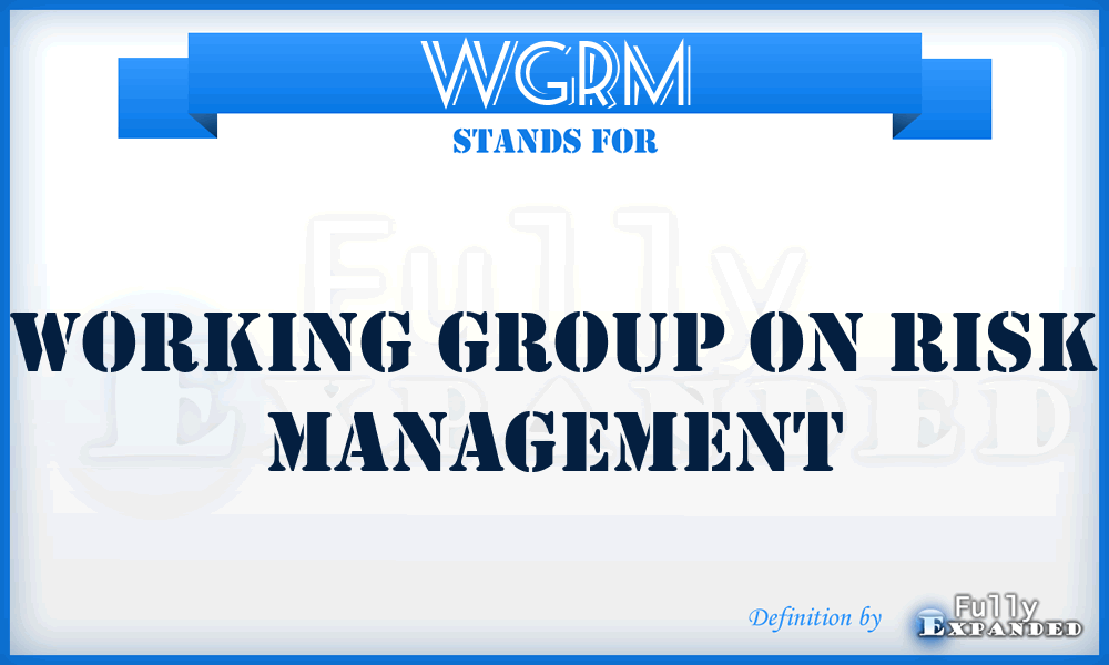 WGRM - Working Group on Risk Management