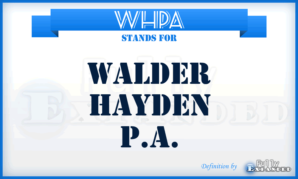 WHPA - Walder Hayden P.A.