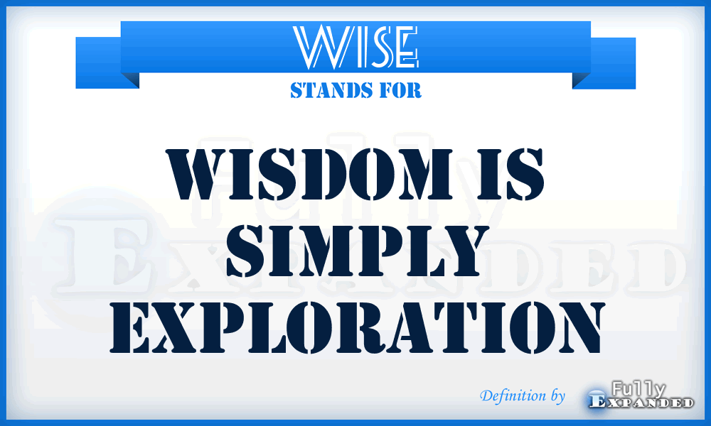 WISE - Wisdom Is Simply Exploration