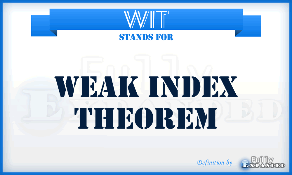 WIT - Weak Index Theorem