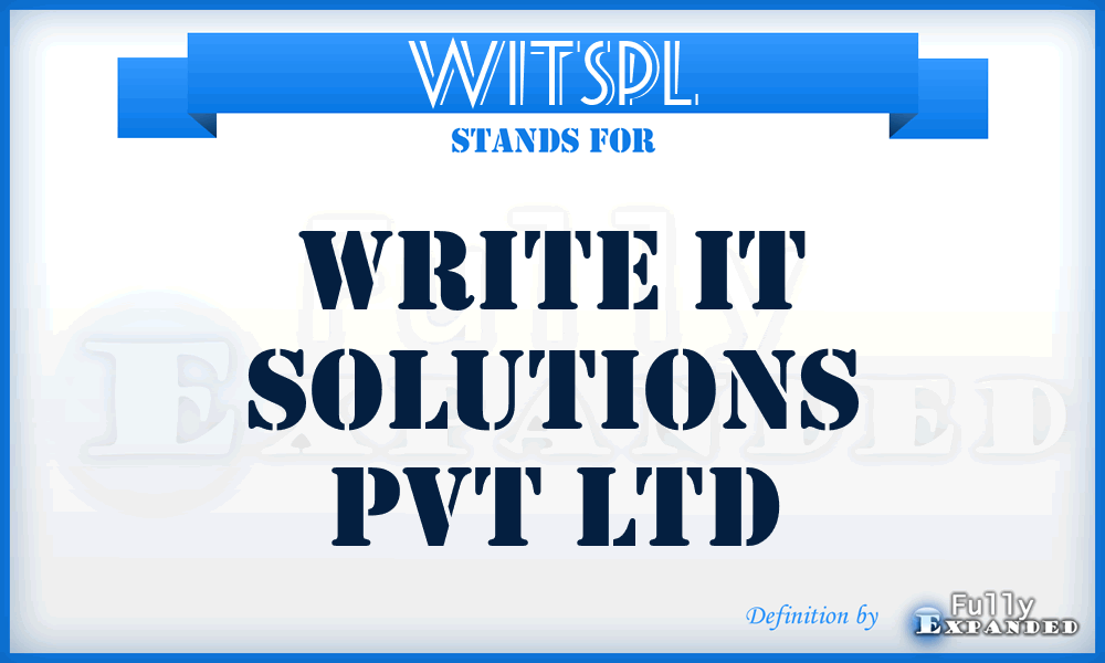 WITSPL - Write IT Solutions Pvt Ltd