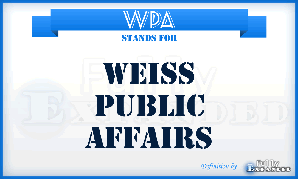 WPA - Weiss Public Affairs