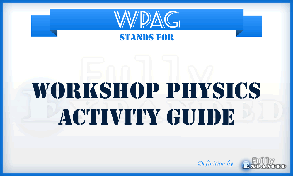 WPAG - Workshop Physics Activity Guide