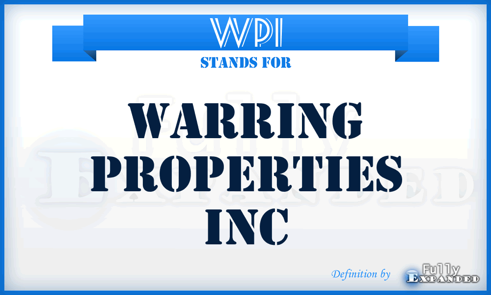 WPI - Warring Properties Inc