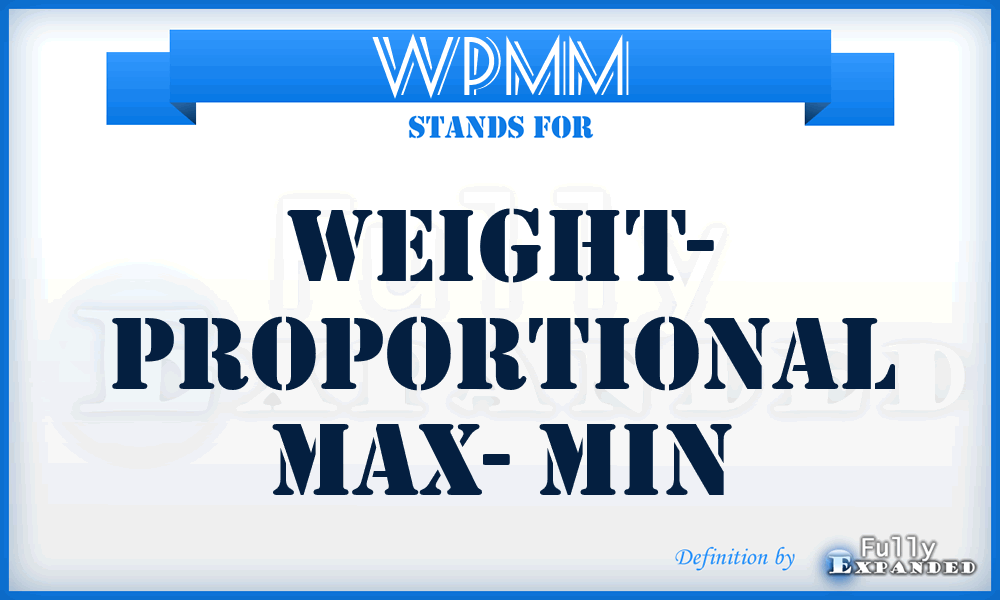 WPMM - Weight- Proportional Max- Min