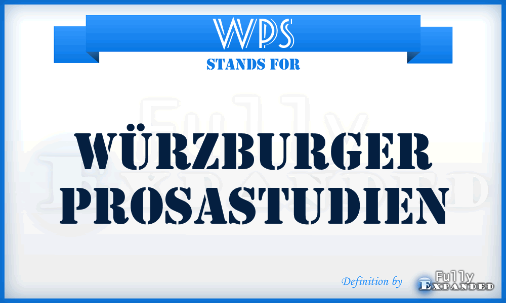 WPS - Würzburger Prosastudien