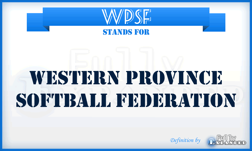 WPSF - Western Province Softball Federation