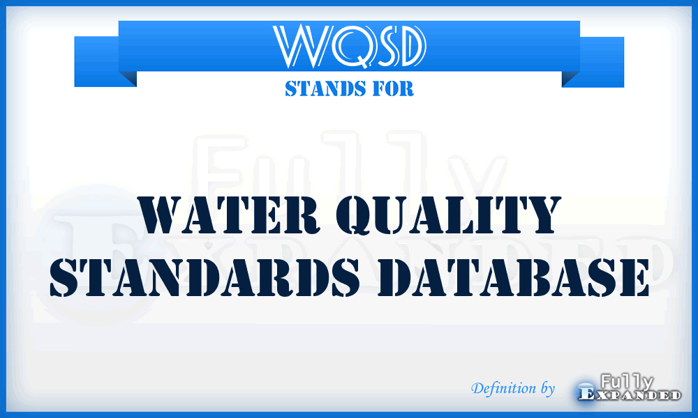 WQSD - Water Quality Standards Database