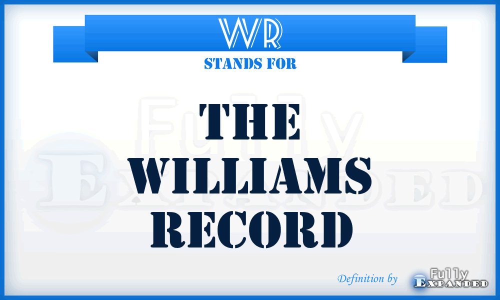 WR - The Williams Record