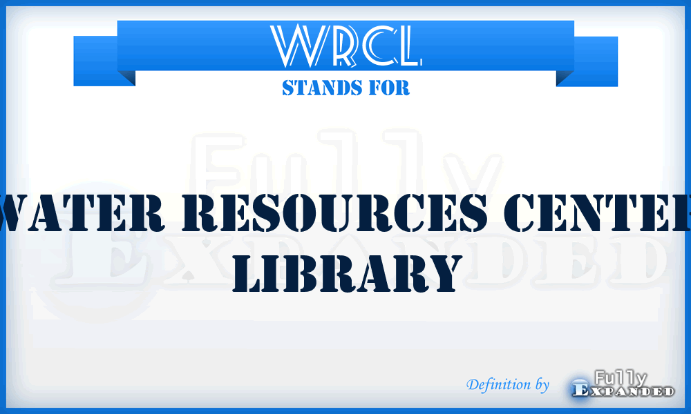 WRCL - Water Resources Center Library