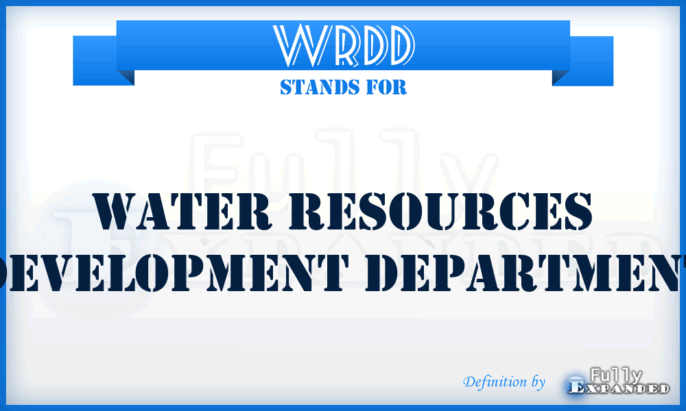 WRDD - Water Resources Development Department