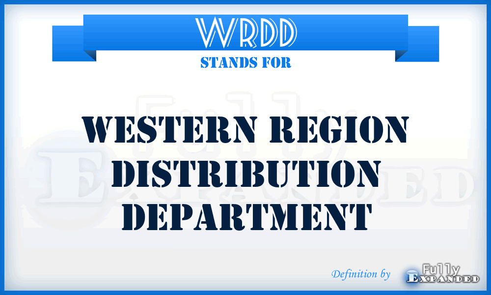 WRDD - Western Region Distribution Department