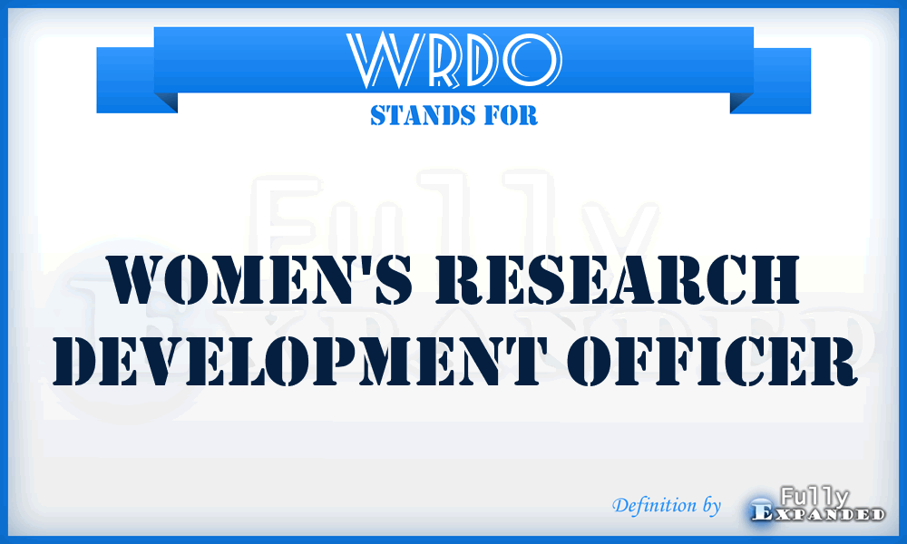 WRDO - Women's Research Development Officer