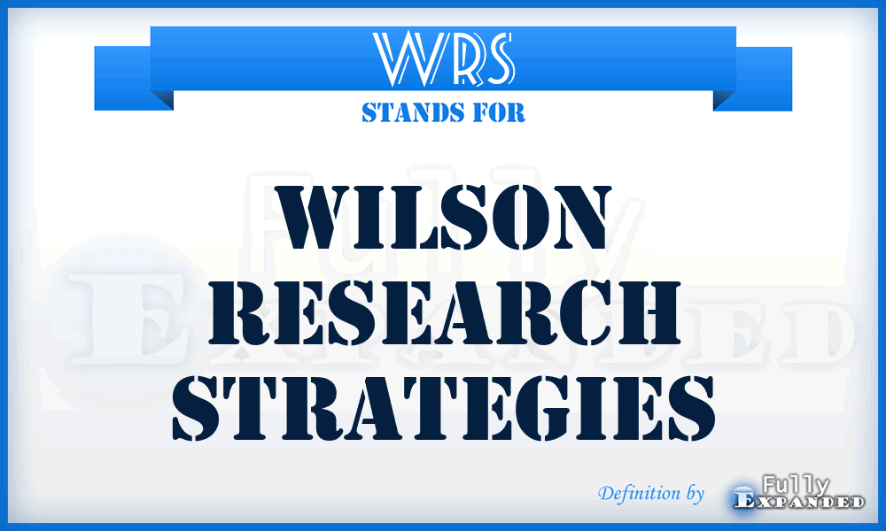 WRS - Wilson Research Strategies