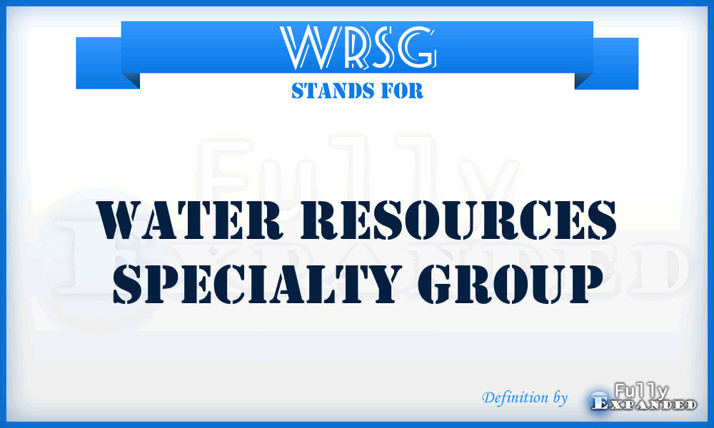 WRSG - Water Resources Specialty Group