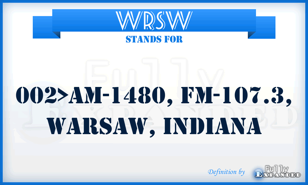 WRSW - 002>AM-1480, FM-107.3, Warsaw, Indiana
