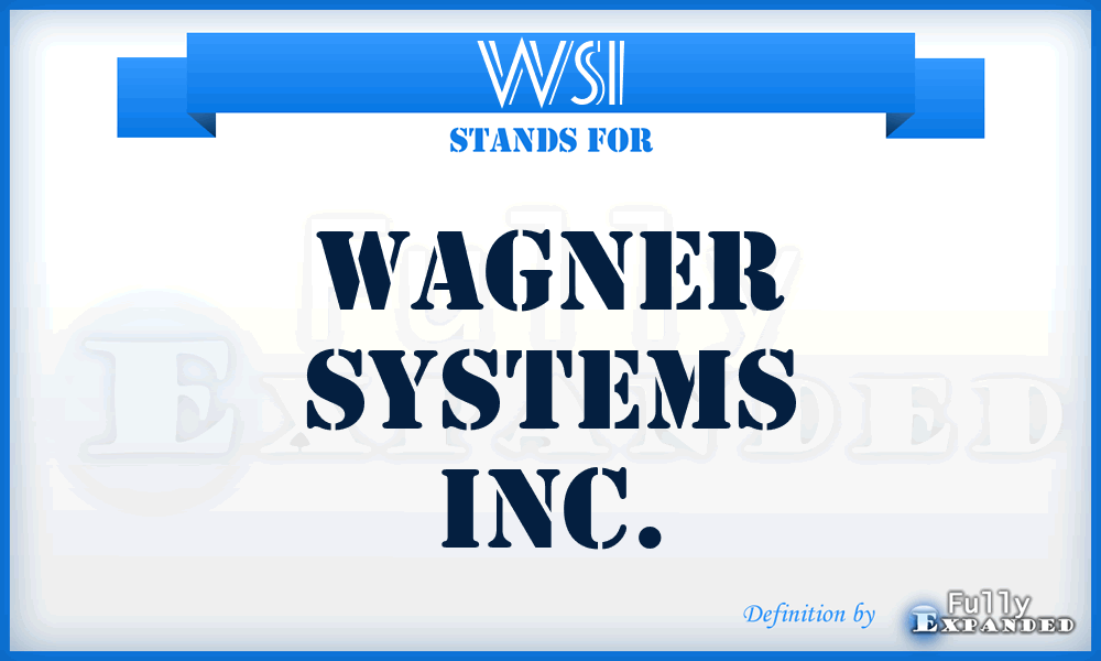 WSI - Wagner Systems Inc.