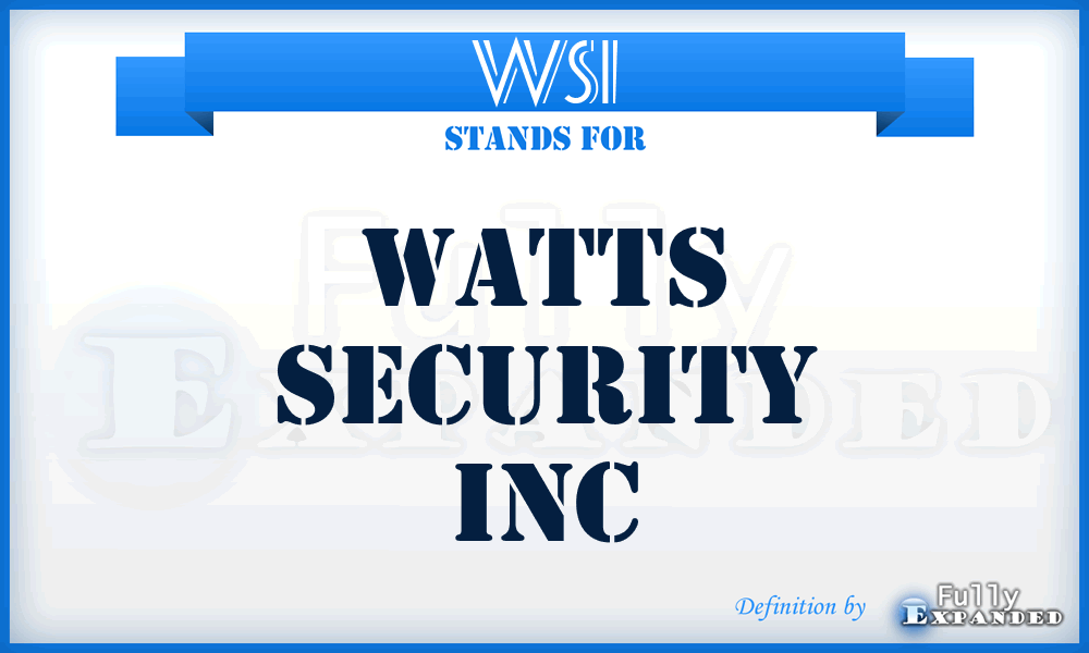 WSI - Watts Security Inc