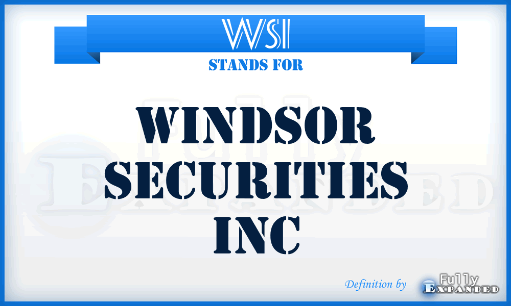 WSI - Windsor Securities Inc